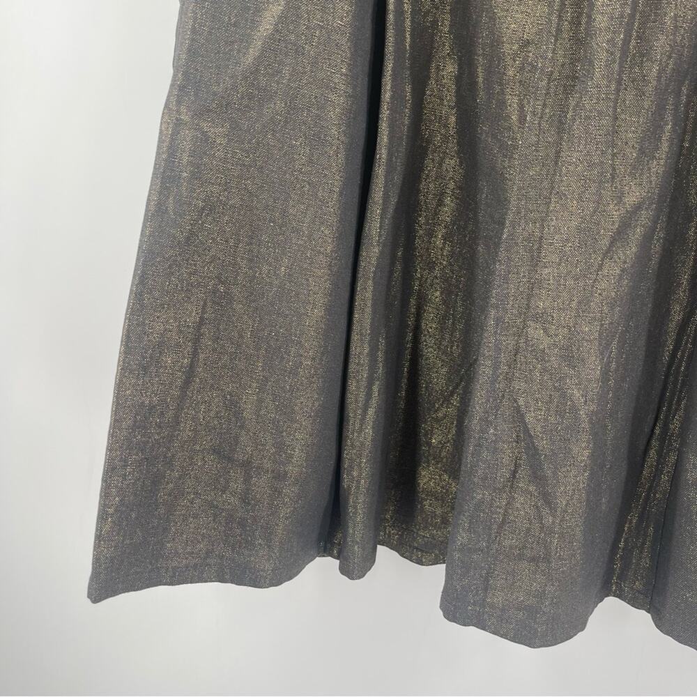 BCBGMAXAZRIA Skirt Size 4 Gold Black Pleated High Waisted A-Line Business Casual - Picture 8 of 14